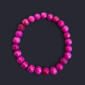 Quartz Faceted Gemstone Bead Bracelet 8mm